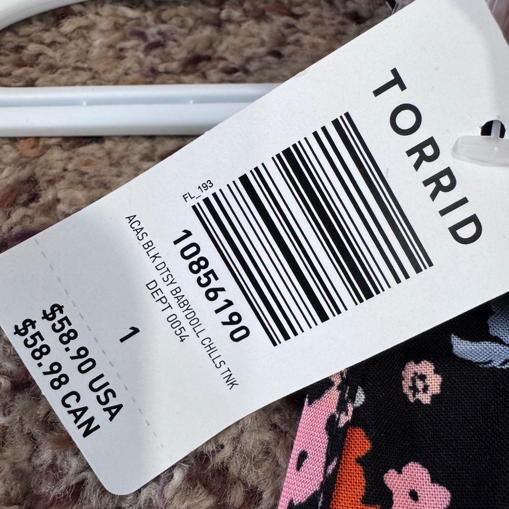 Torrid‎ Black Floral Print Betsy Babydoll Challis Tank Dress Size 1 - Picture 5 of 8
